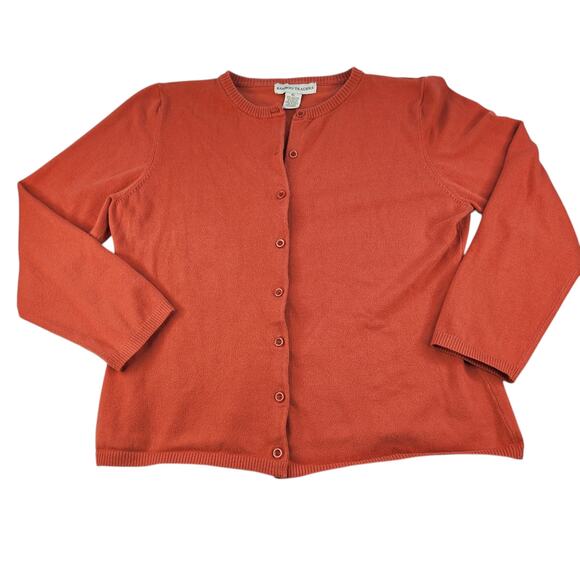 Orange Sweater Cardigan Womens XL Knit Button Up Long Sleeve Comfy All Seasons - Picture 4 of 14
